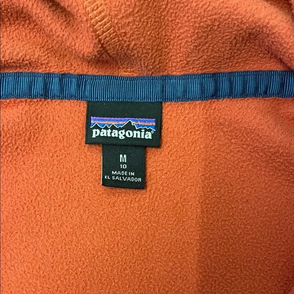 Patagonia Rust and Teal Hooded Fleece Jacket - Picture 2 of 3